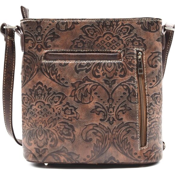 Stylish Western Cowgirl Crossbody Purse with Adjustable Strap - 10 in, Coffee - Picture 4 of 5